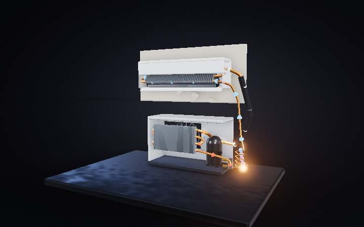 How an Air Conditioner Works — interactive 3D animation