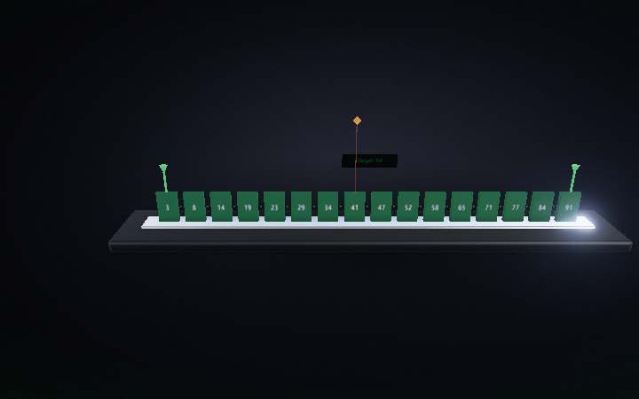 Binary Search — interactive 3D animation